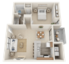 Huntington Pointe A2 Floor Plan 704 sq feet